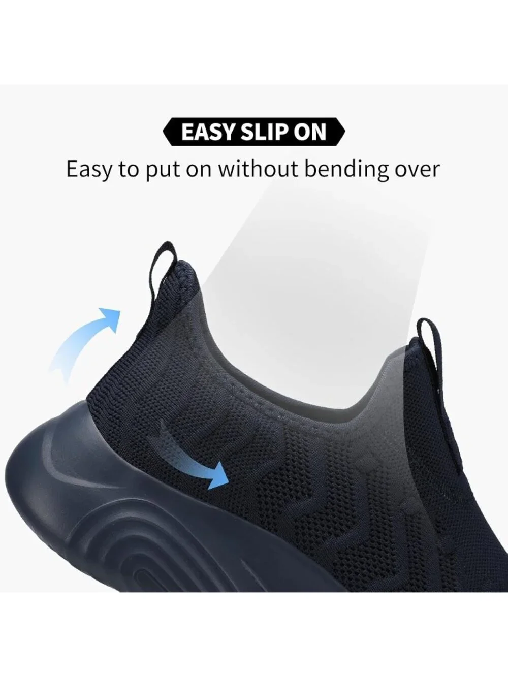 Men's Blue Slip On Walking Mesh Shoes Lightweight Comfortable Gym Running Shoes